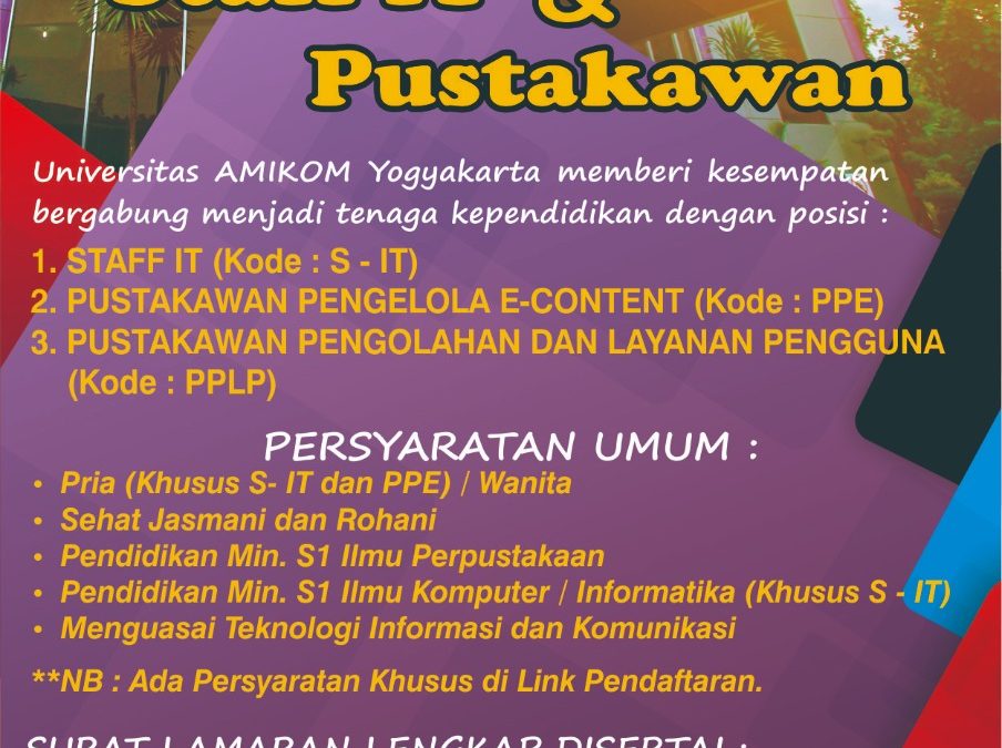 Perpanjangan Rekrutmen Staff IT dan Pustakawan