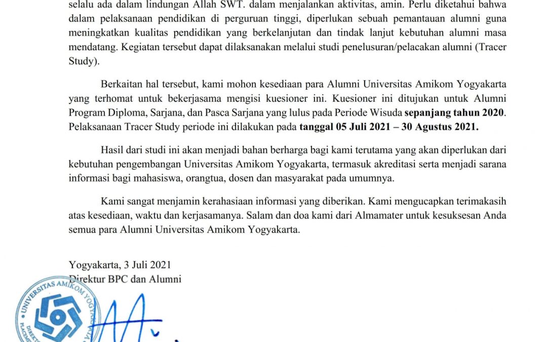 Sosialisasi Tracer Tahun lulus 2020