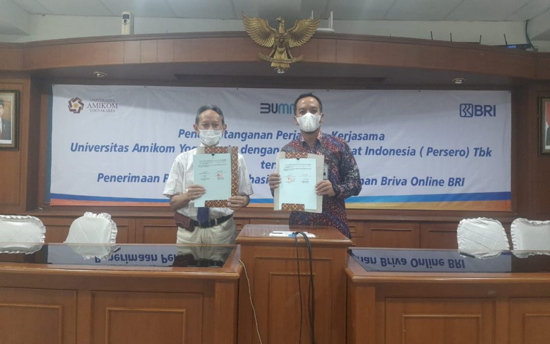 MoU antara Universitas Amikom Yogyakarta dengan Bank Rakyat Indonesia (BRI) Cabang Sleman