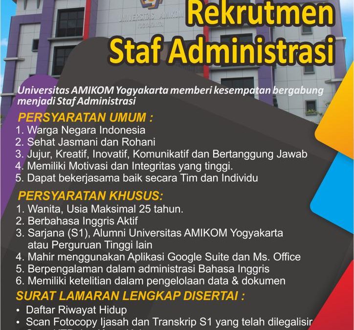 Rekuitmen Staf Administrasi Universitas Amikom Yogyakarta