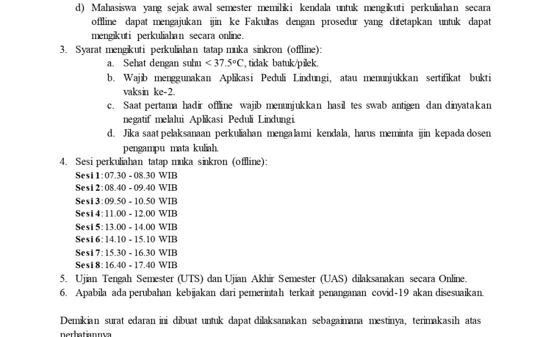 PENGUMUMAN PENYELENGGARAAN PERKULIAHAN SEMESTER GENAP TA. 2021/2022 UNIVERSITAS AMIKOM YOGYAKARTA