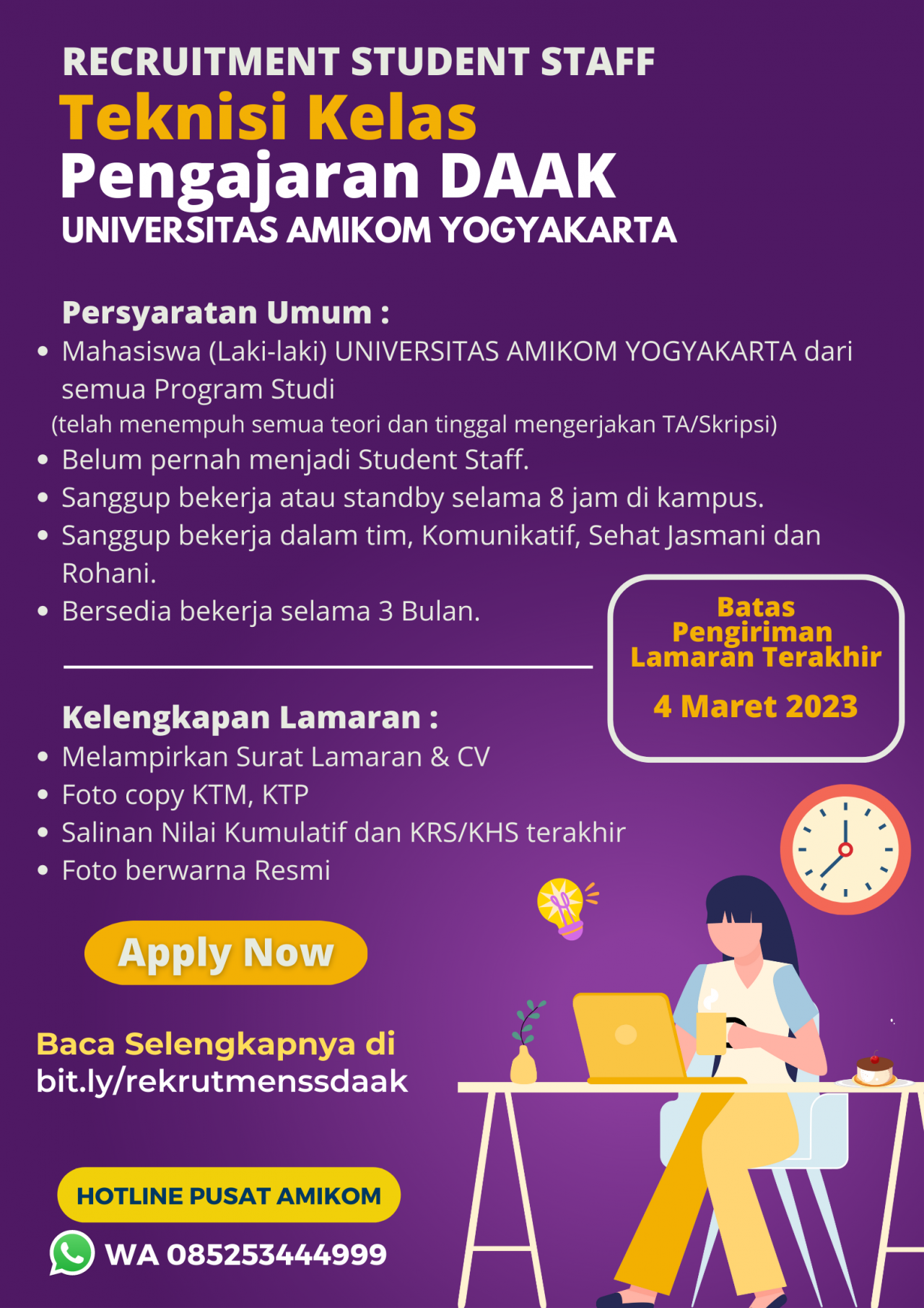 RECRUITMENT STUDENT STAFF DAAK BAGIAN PENGAJARAN | Universitas Amikom ...