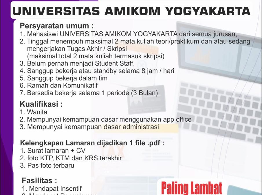 Recruitment Student Staff Admin UPT Lab