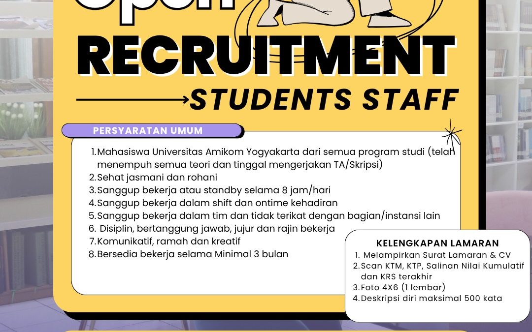 Rekruitmen Student Staff Amikom Resource Centre (Perpustakaan) Periode 25 Mei – 24 Agustus 2026